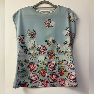 Ted Baker Blue Cap Sleeve Graphic Blouse